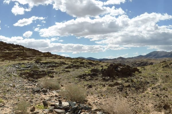 Arid mountains and desert landscape in northern Kenya