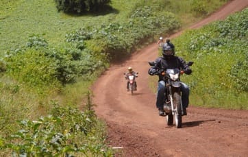 Red dirt road through the mountains